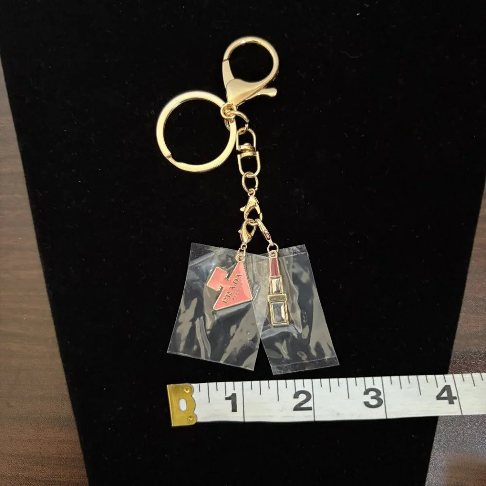 Novelty Beauty Charms Lipstick Bag Charm Keychain Ring New